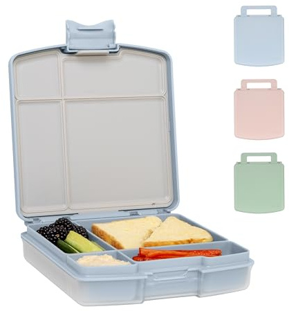 Ubbi Bento Lunch Box for Kids Back to School with 4 Compartments, BPA-Free, Leakproof, Dishwasher Safe, Food-Safe Material, Portion-Controlled Lunch Container, Cloudy Blue