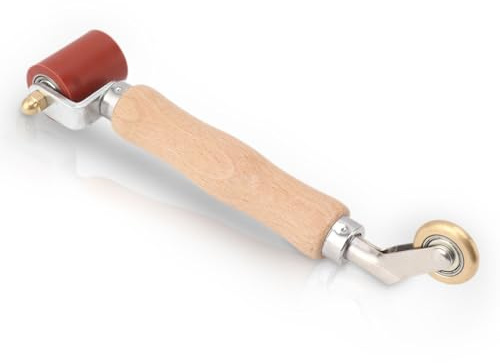 Gugxiom 40mm Silikon Nahtroller, Handdruck Doppelend-Silikon Naht Messing Detail Roller Combo Nahtroller, Dual Use Messing Rad Flache Nahtroller für PVC TPO Schweißen