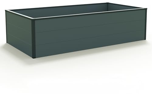 GFP HALFSIZE Aluminium Hochbeet - Platzsparendes & Stabiles Gartenbeet in Anthrazit - 150 x 77 x 39 cm - Ideales halbhohes Modell für Familien-Gartenspaß