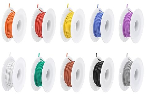 QUARKZMAN 28AWG Kabel Elektrischer Draht 0,08 mm² Verzinntes Kupferkabel 9 Meter Stromkabel 10 Farben, Hohe Temperatur Leitung Erdkabel Litzenkabel Verlängerungskabel für Kfz Kabelkanal
