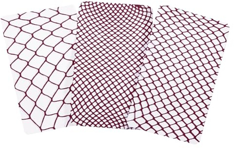 LittleForBig hög midja tights nätstrumpor 3 par, Vinröd, one size