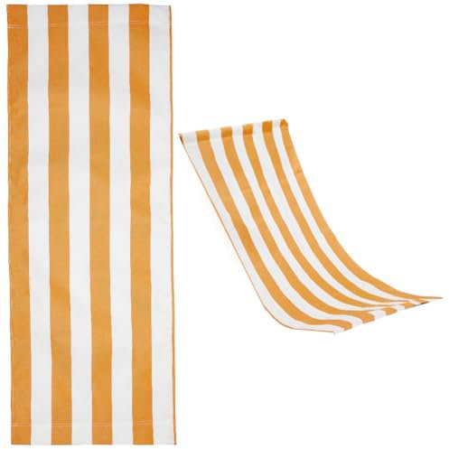 GORGECRAFT 113x43cm Beach Sling Chair Replacement Canvas Yellow White Stripes Oxford Cloth Lounge Chair Fabric Reclining Sling Seat Covers for Home Garden Courtyard Casual Sunbathing Beach Relaxation