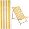 GORGECRAFT 113x43cm Beach Sling Chair Replacement Canvas Yellow White Stripes Oxford Cloth Lounge Chair Fabric Reclining Sling Seat Covers for Home Garden Courtyard Casual Sunbathing Beach Relaxation