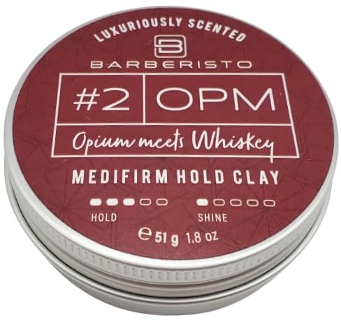 FETTKOPP POMADE - Barberisto #2OPM CLAY - matt- Opium meets Whiskey-mittlerer Halt maskuliner Duft Haarwachs & Haargel Alternative Barbershop Hairstyling Herrenpomade Made in Germany