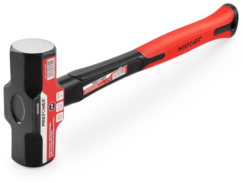 MAXPOWER 3lb Sledge Hammer, Drop forged Steel Head, 12.8 inch Fiberglass Handle Shock-Resistant