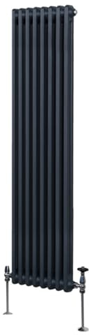 Radiatore Termosifone a 2 Colonne 1800mm x 382mm Moderno Centralizzato Grigio Antracite in Acciaio Inox Verticale a Parete Cucina Soggiorno Bagno Kit di Fissaggio e Spazzola Inclusi