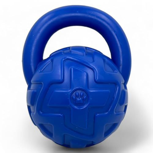 MIJOMA Schwimmendes Hundespielzeug, Robust & Pflegeleicht, Ideal für Apportierspiele im Wasser und an Land. Fördert Interaktives Spielen. (Blau, Henkelball)