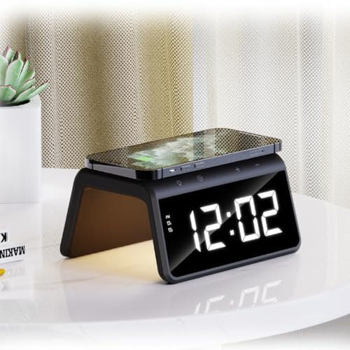 HAVIT W320 Fast Wireless Charging Clock and Night Light (Fast 15W) 6 in 1 (Schwarz)