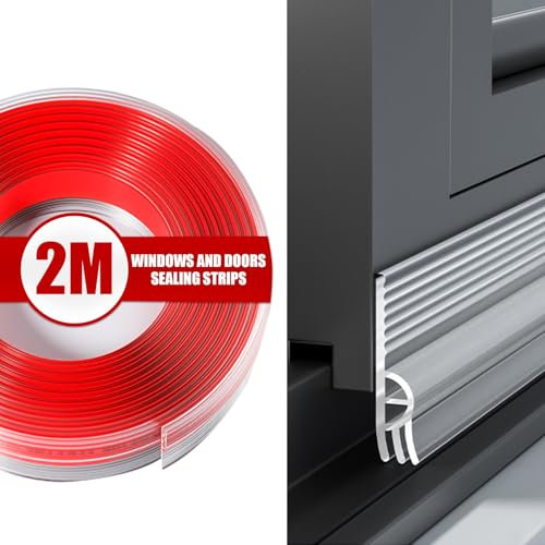 Veki Burlete Ventana Corredera Autoadhesiva, Tira de Sellado para Ventana Antipolvo, Cinta de Sellado de Ventanas Impermeable, Junta de Ventanas TPE para Anti Frío, Aislante, Ruido (Transparente, 2m)