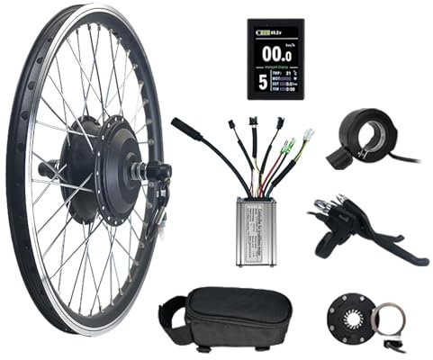 ELIKBH 48V 500W Electric Bike Conversion Kit Brushless Gear Motor Rear Wheel E-bike Conversion Kit Road Bike Mountain Bikes KT- Controller 130X Throttle KT-BZ-4(8) Assist PAS