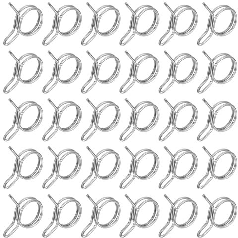 sourcing map 30Pcs 0.87-0.98 Inch Inner Dia Double Wire Spring Hose Clamp, Stainless Steel Adjustable Spring Clips for Hose Fuel Line Silicone Tube Water Pipe Air Pipe