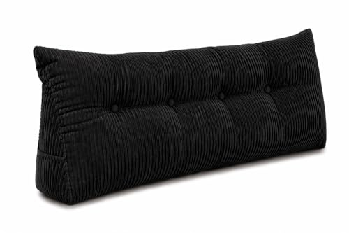 chilly pilley® Stützkissen Cord Rückenkissen Lesekissen Bettkissen Wandkissen Keilkissen Bettstützkissen viele Farben, 140x50x20 (Schwarz)