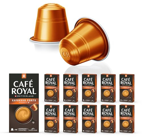 Café en Capsules Aluminium - Café Royal Pro | 10 x 10 soit 100 Dosettes - Saveur Espresso Forte - Compatibles avec les Machines à café Nespresso®* Alu à usage Domestique
