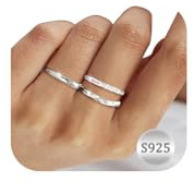 Aidenn Ensemble de 3 bagues en argent 925 pour femmes - Bagues en argent 925 - Bagues avec zircone cubique - Bague de fiançailles pour femmes - Bague ajustable - Bague déclaration pour femmes - Bague