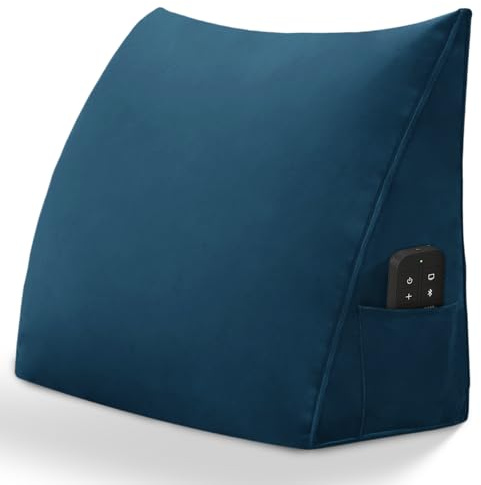BJRYECLTD Triangular Wedge Headboard Reading Pillow for Sitting Up in Bed Backrest Bolster Pillow for Daybed Cushion Lumbar Body Support Positioning with Removable Cover, Blue