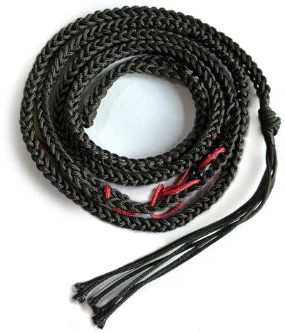 Parallel Halo Paracord Balearic Shepherd Sling Handcrafted Braided Old-Fashioned Slingshot Roman Greek Throwing Sling (Black)