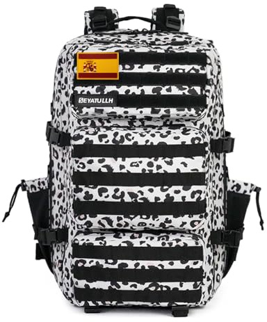 SEYATULLH Mochila Táctica Militar Mochila 55L del Ejército Bolsa de Asalto Molle Mochila de Senderismo (Color estampado de leopardo)