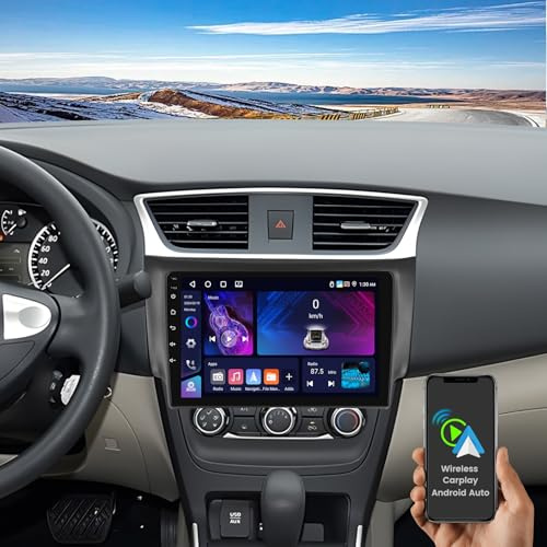 Hikity Radio Coche Android 15 Doble DIN 4+64GB, Pantalla Táctil IPS de 10 Pulgadas con CarPlay, Android Auto Navegación GPS Mirror Link, Bluetooth RDS y USB