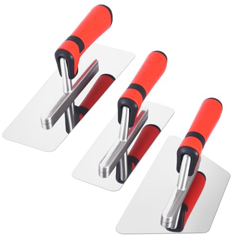 3 Pieces Plastering Trowel, Rust-Proof for Concrete, Cement Masonry Work | Stainless Steel Finishing Trowel Flat Cement Trowel Set Plastering Tools Blades Ergonomic Comfort Grip Handles