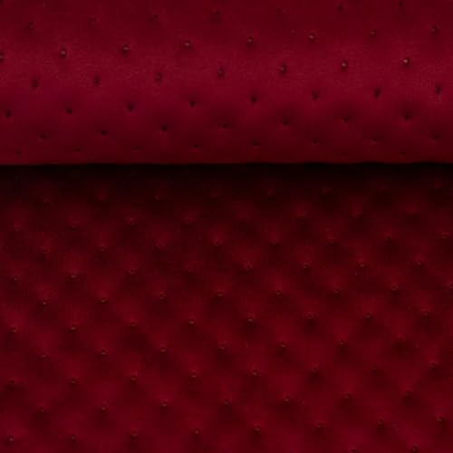 Samt-Stepper GALANT mit Punktprägung – gesteppter Samtstoff, robust & scheuerbeständig – für Taschen, Homedeko & Polsterarbeiten – Stoff Meterware ab 50 cm - 4 Farben (rot)