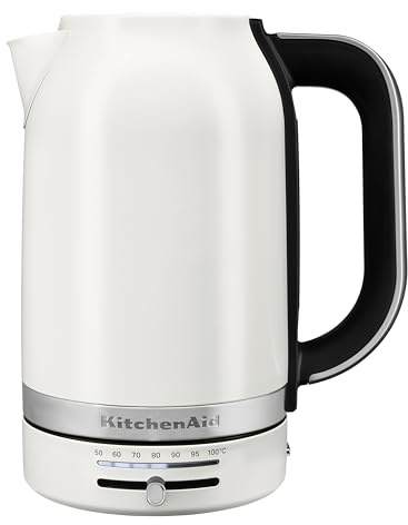 KitchenAid 1.7L Wasserkocher mit Temperaturwahl, Einstellbare Temperatur 50°C-100°C, Schnellkochfunktion & Füllstandsanzeige, Porcelain White