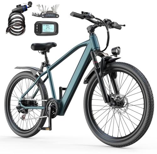 E-Bike 26 mit 7-Gang Schaltung 250W Motor 10Ah Akku Höchstgeschwindigkeit 25km/h Hochkohlenstoffstahlrahmen LCD Display City Elektrofahrrad