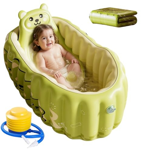 Kinder Aufblasbare Badewanne für 0-3 Jahre, Sicher und Bequem für Babys und Kleinkinder, Ideal für Zuhause und Reisen(Grün)