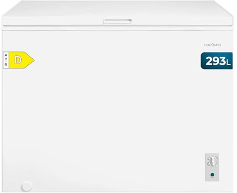 Cecotec Congélateur Coffre 293L Bolero CoolMarket Chest 293M White D. Panier avec Poignées, Contrôle Mécanique LED, UltraContact D-Cool, Double Fonction, Porte ZeroG (80º-30º), Congélation Rapide