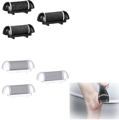 6 Stück Hornhautentferner Ersatzrollen, Füßfeile Pediküre Kit Ersatzrollen Nachfüllköpfe kompatibel mit Elektrischer Hornhautentferner Grob Normal Fein Replacement Roller Refill Heads je 2 Stück