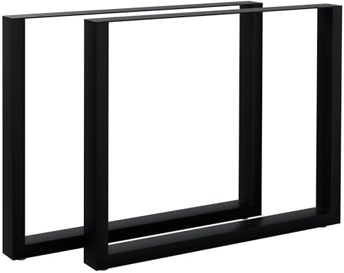 CLP Gambe per Tavolo in Metallo Nero Set di 2 Ilkan, Supporto fai da te per Tavolo, Struttura verniciata a polvere fino a 400 kg, Colore:nero, Dimensione:90 cm