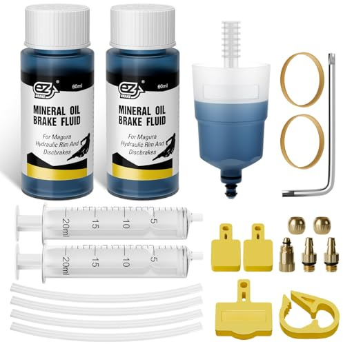 Vepazony Ventilationssats för MAGURA MT5 MT7 MT8 MT2 HS33 etc, hydrauliska skivbromsar servicekit cykel bromsar ventilationsset inkl. 120 ml mineralolja Blod bromsvätska