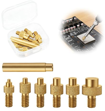 Pressmuttrar smälthjälp-set 7 delar, mässing gänginsats adapter M2-M8 med cylindriskt förlängningshuvud, räfflad design, förvaringslåda, tillbehör för 3D-tryck och DIY