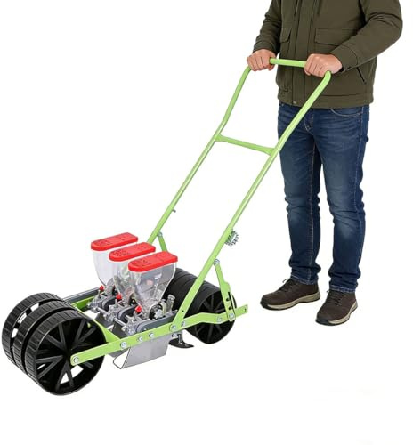 Sembradora de precisión para hortalizas, sembradora Manual de Empuje para jardín, esparcidor Manual de Semillas, sembradora-esparcidora de Empuje para Diversos Tipos de Semillas.(3-Wheel)
