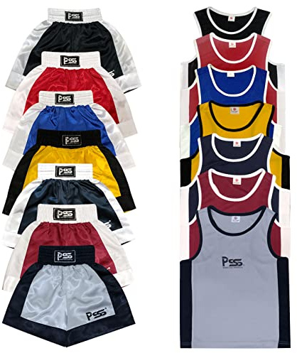 Prime Sports Shop Ultimat barn boxning uniform set med 2 delar lättvikt andas och bekväm tygboxning studentuniform för åldrar 3-14 levereras i 7 eleganta färger Svart 13-14