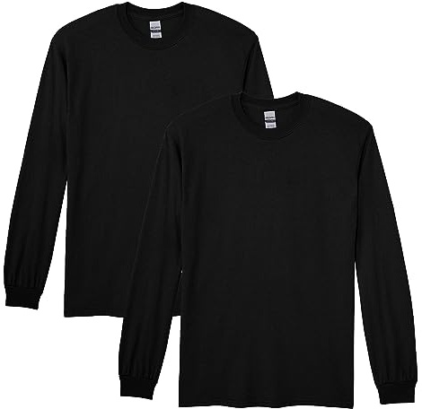 Gildan Adult DryBlend Long Sleeve T-Shirt, Style G8400, 2-Pack, Black, 2X-Large