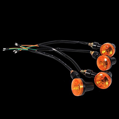 Yctze Lampes d'Indicateur de Clignotant - 4x Indicateurs Universels en Plastique ABS pour Moto - Ampoule Ambre 12V - Kit Blinker Rond 6V