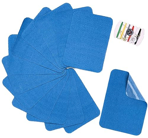 TXSN 12 x Reparaturflicken zum Aufbügeln, Baumwoll-Reparaturflicken für Kleidung, Hosen, Flicken und Dekorieren, Größe 7,6 x 10,2 cm, Blau