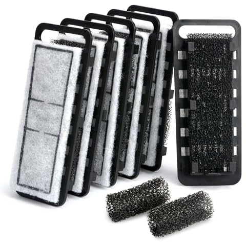 NICREW Cartucce filtranti di Ricambio (6-Pack) per Filtro per Acquario Slim con spugne di aspirazione (2-Pack)