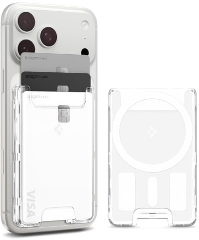 Spigen Ultra Hybrid MagFit Magnetic MagSafe Wallet Card Holder Compatible with iPhone 17/16/15/14/13/12 Series and PixelSnap Cases for Pixel 10 Series - Crystal Clear