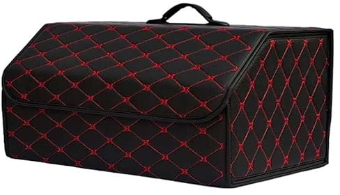 REDVIT Kofferraum Organizer für Honda Civic Jade Odyssey Freed, Leder Kofferraumtasche Wasserfeste Faltbarer Kofferraum-Organizer mit Verstärkten Griffen Auto Kofferraum Organizer Box,XL-BlackRed