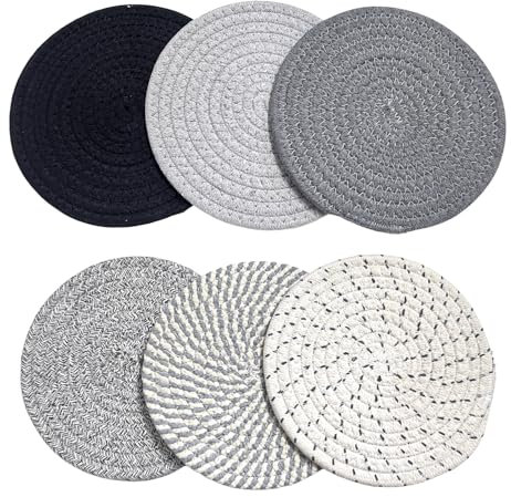 6 Manteles Individuales Redondos, Antiescaldaduras y Antideslizantes, Reutilizables, Adecuados para la Cocina