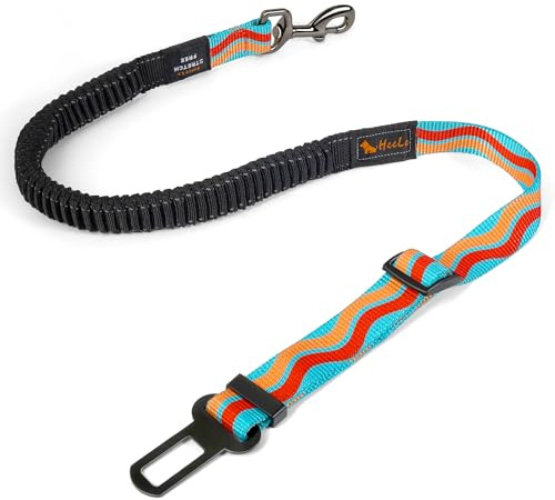 AYADA Ceinture Chien Voiture Securite Réglable Nylon Elastique Antichoc,Attache Chien Voiture Voyage Indéchirable Harnais Chat Animaux Compagnie Laisse Agrafe Métal Accessoires Mousqueton (Bleu Ciel)