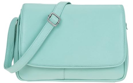 Handtasche Damen Leder mittel klein Lederhandtasche Schultertasche Frauen Damentasche Echtleder weich Alessandro Florenz 12975 Auswahl + Schlüsselmäppchen (Mint Green (sage 8))