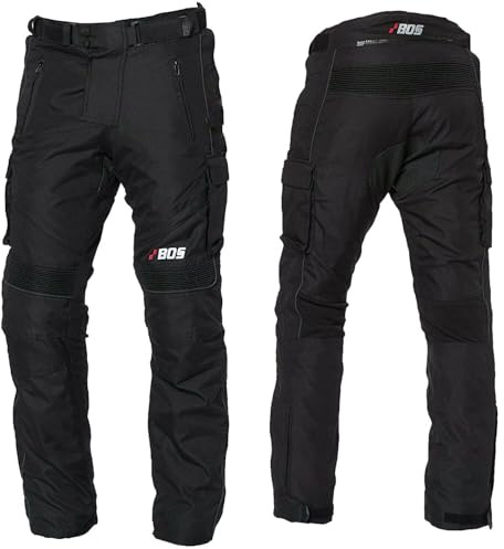 Motorrad Textil Hose Wasserdichte Textilhose Thermofutter CE Protektoren Hose Motorradhose Herren mit Protektoren Textil Cargohose Cargo (DE/NL/SE/PL, Alphanumerisch, M, Regular, Regular, BLACK)