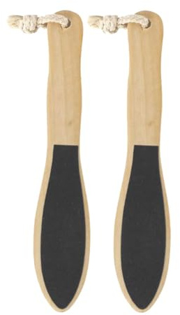 NOLITOY 2 Piezas Fregador de Pies de Madera Removedor Natural de Callos Exfoliante Mango de Madera Herramienta Exfoliante para Pedicuras Depurador de Pies Piedra para Eliminar Piel Muerta