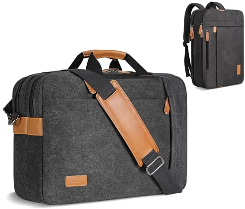 Estarer Convertible Laptop Messenger Bag 17-17.3 Inch Mens Satchel Briefcase Rucksack for Work Business