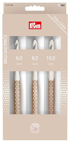 Prym 218596 Wollhäkelnadel-Set, prym.ergonomics, taupe, 6/8/10 mm