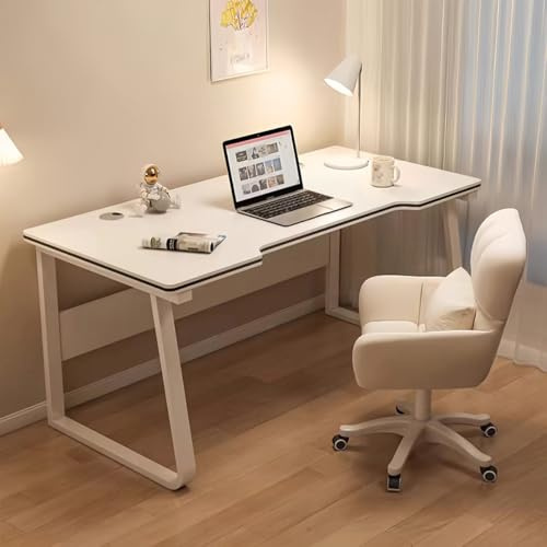 WXJHL Scrivania Gaming Computer Scrivania Studio Studenti Arte Stile Moderno Semplice Scrivania PC Legno per Casa, Ufficio (Bianco, 120x60cm)