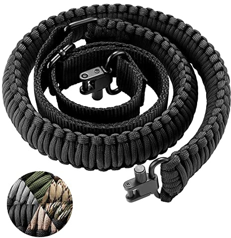 CVLIFE Rifle Sling Strap 550 Paracord Sling 2 Point Sling with Tri-Lock Swivel Rifle Paracord Strap for Hunting and Outdoor Black