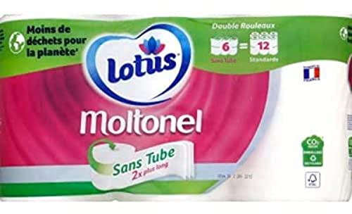 Lotus Moltonel ohne Tube – Toilettenpapier 3-lagig – 6 = 12 Rollen (weiß)